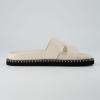 imageCUSHIONAIRE Womens Crisp Footbed Slide Sandal with Espadrille Stitching Comfort Memory Foam Wide Widths AvailableCream