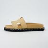 imageCUSHIONAIRE Womens Crisp Footbed Slide Sandal with Espadrille Stitching Comfort Memory Foam Wide Widths AvailableNatural