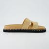imageCUSHIONAIRE Womens Crisp Footbed Slide Sandal with Espadrille Stitching Comfort Memory Foam Wide Widths AvailableNatural