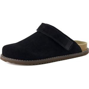 imageCUSHIONAIRE Womens Boulder Genuine Suede Clog with Swivel Strap  Lightweight EVA Sole Memory Foam Insole Wide Widths AvailableBlack Suede
