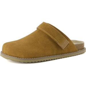 imageCUSHIONAIRE Womens Boulder Genuine Suede Clog with Swivel Strap  Lightweight EVA Sole Memory Foam Insole Wide Widths AvailableChestnut Suede