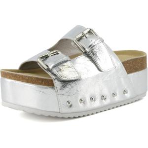 imageCUSHIONAIRE Womens Guru Genuine Leather footbed platform sandal with Comfort Wide Widths AvailableSilver