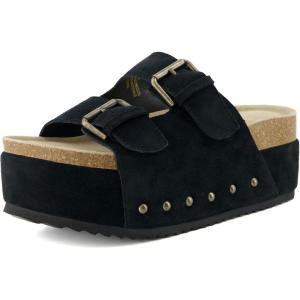 imageCUSHIONAIRE Womens Guru Genuine Leather footbed platform sandal with Comfort Wide Widths AvailableSuede Black