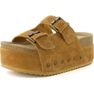 imageCUSHIONAIRE Womens Guru Genuine Leather footbed platform sandal with Comfort Wide Widths AvailableSuede Chestnut