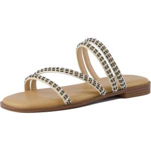 imageCUSHIONAIRE Womens Vivid Beaded Slide Sandal Memory FoamTan Embellished
