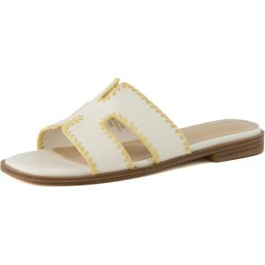 imageCUSHIONAIRE Womens Voyage slide sandal Memory Foam Wide Widths AvailableCream Woven