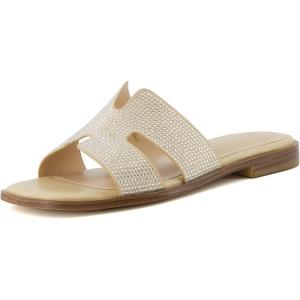 imageCUSHIONAIRE Womens Voyage slide sandal Memory Foam Wide Widths AvailableEmbellish Tan