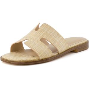 imageCUSHIONAIRE Womens Voyage slide sandal Memory Foam Wide Widths AvailableRaffia