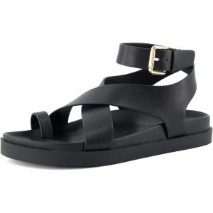 imageCUSHIONAIRE Womens Entry ankle wrap footbed sandal with Comfort Wide Widths AvailableBlack Smooth