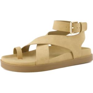 imageCUSHIONAIRE Womens Entry ankle wrap footbed sandal with Comfort Wide Widths AvailableCamel Nubuck