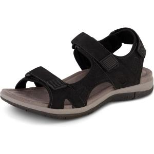 imageCUSHIONAIRE Womens Pace comfort footbed outdoor sandal with adjustable straps and Memory Foam Wide Widths AvailableBlack