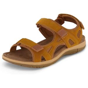 imageCUSHIONAIRE Womens Pace comfort footbed outdoor sandal with adjustable straps and Memory Foam Wide Widths AvailableTan