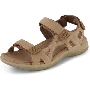 imageCUSHIONAIRE Womens Pace comfort footbed outdoor sandal with adjustable straps and Memory Foam Wide Widths AvailableTaupe