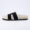 imageCUSHIONAIRE Cuddle Fur Slippers for Women Faux Shearling Slide Sandal Memory Foam Wide Widths AvailableBlack