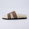 imageCUSHIONAIRE Cuddle Fur Slippers for Women Faux Shearling Slide Sandal Memory Foam Wide Widths AvailableTaupe