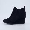 imageDunes Womens Zoey Wedge Bootie Soft Vegan Suede Easy SlipOn Design Memory Foam Wide Widths AvailableBlack