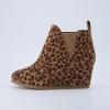 imageDunes Womens Zoey Wedge Bootie Soft Vegan Suede Easy SlipOn Design Memory Foam Wide Widths AvailableLeopard