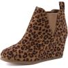 imageDunes Womens Zoey Wedge Bootie Soft Vegan Suede Easy SlipOn Design Memory Foam Wide Widths AvailableLeopard