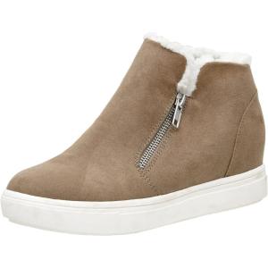 imageCUSHIONAIRE Womens Heaven Hidden Wedge Faux Shearling Sneaker Memory FoamTaupe