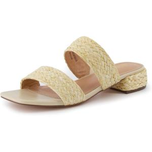 imageCUSHIONAIRE Womens Niki Raffia low block heel sandal Memory Foam and Wide Widths AvailableNatural