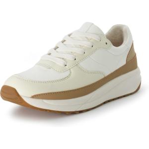 imageCUSHIONAIRE Womens Score lace up Sneaker Comfort Foam Wide Widths AvailableWhiteTan