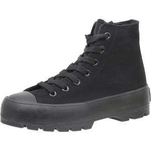 imageCUSHIONAIRE Womens Vespa high top Canvas Sneaker Memory Foam and Side ZipperBlackBlack Zip