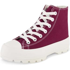 imageCUSHIONAIRE Womens Vespa high top Canvas Sneaker Memory Foam and Side ZipperBurgundy Zip