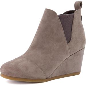 imageDunes Womens Zoey Wedge Bootie Soft Vegan Suede Easy SlipOn Design Memory Foam Wide Widths AvailableTaupe