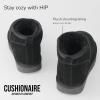 imageCUSHIONAIRE Womens Hip 2 Genuine Suede Ankle Snow Boots  PullOn with Cozy Faux Shearling Lining Memory FoamBlack Genuine Suede