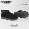 imageCUSHIONAIRE Womens Hip 2 Genuine Suede Ankle Snow Boots  PullOn with Cozy Faux Shearling Lining Memory FoamBlack Genuine Suede