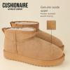 imageCUSHIONAIRE Womens Hip 2 Genuine Suede Ankle Snow Boots  PullOn with Cozy Faux Shearling Lining Memory FoamCheetah Genuine Suede