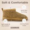 imageCUSHIONAIRE Womens Hip 2 Genuine Suede Ankle Snow Boots  PullOn with Cozy Faux Shearling Lining Memory FoamCheetah Genuine Suede