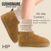 imageCUSHIONAIRE Womens Hip 2 Genuine Suede Ankle Snow Boots  PullOn with Cozy Faux Shearling Lining Memory FoamChestnut Genuine Suede