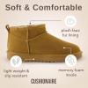imageCUSHIONAIRE Womens Hip 2 Genuine Suede Ankle Snow Boots  PullOn with Cozy Faux Shearling Lining Memory FoamChestnut Genuine Suede