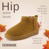 imageCUSHIONAIRE Womens Hip 2 Genuine Suede Ankle Snow Boots  PullOn with Cozy Faux Shearling Lining Memory FoamChestnut Genuine Suede