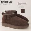 imageCUSHIONAIRE Womens Hip 2 Genuine Suede Ankle Snow Boots  PullOn with Cozy Faux Shearling Lining Memory FoamChocolate Genuine Suede