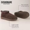 imageCUSHIONAIRE Womens Hip 2 Genuine Suede Ankle Snow Boots  PullOn with Cozy Faux Shearling Lining Memory FoamChocolate Genuine Suede