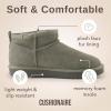 imageCUSHIONAIRE Womens Hip 2 Genuine Suede Ankle Snow Boots  PullOn with Cozy Faux Shearling Lining Memory FoamGrey Genuine Suede