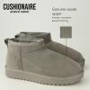imageCUSHIONAIRE Womens Hip 2 Genuine Suede Ankle Snow Boots  PullOn with Cozy Faux Shearling Lining Memory FoamGrey Genuine Suede