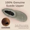 imageCUSHIONAIRE Womens Hip 2 Genuine Suede Ankle Snow Boots  PullOn with Cozy Faux Shearling Lining Memory FoamGrey Genuine Suede