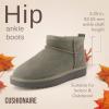 imageCUSHIONAIRE Womens Hip 2 Genuine Suede Ankle Snow Boots  PullOn with Cozy Faux Shearling Lining Memory FoamGrey Genuine Suede
