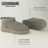 imageCUSHIONAIRE Womens Hip 2 Genuine Suede Ankle Snow Boots  PullOn with Cozy Faux Shearling Lining Memory FoamGrey Genuine Suede