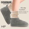 imageCUSHIONAIRE Womens Hip 2 Genuine Suede Ankle Snow Boots  PullOn with Cozy Faux Shearling Lining Memory FoamGrey Genuine Suede
