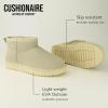 imageCUSHIONAIRE Womens Hip 2 Genuine Suede Ankle Snow Boots  PullOn with Cozy Faux Shearling Lining Memory FoamKhaki Genuine Suede