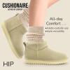imageCUSHIONAIRE Womens Hip 2 Genuine Suede Ankle Snow Boots  PullOn with Cozy Faux Shearling Lining Memory FoamKhaki Genuine Suede