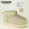 imageCUSHIONAIRE Womens Hip 2 Genuine Suede Ankle Snow Boots  PullOn with Cozy Faux Shearling Lining Memory FoamKhaki Genuine Suede