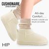 imageCUSHIONAIRE Womens Hip 2 Genuine Suede Ankle Snow Boots  PullOn with Cozy Faux Shearling Lining Memory FoamOffwhite Genuine Suede