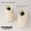imageCUSHIONAIRE Womens Hip 2 Genuine Suede Ankle Snow Boots  PullOn with Cozy Faux Shearling Lining Memory FoamOffwhite Genuine Suede
