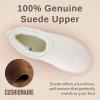 imageCUSHIONAIRE Womens Hip 2 Genuine Suede Ankle Snow Boots  PullOn with Cozy Faux Shearling Lining Memory FoamOffwhite Genuine Suede