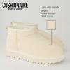 imageCUSHIONAIRE Womens Hip 2 Genuine Suede Ankle Snow Boots  PullOn with Cozy Faux Shearling Lining Memory FoamOffwhite Genuine Suede